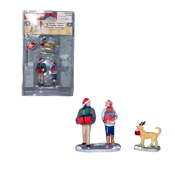 Rare Lemax Christmas Party Set of 2 72548 Village Accessory Accent Kids Gift Dog - Picture 1 of 10